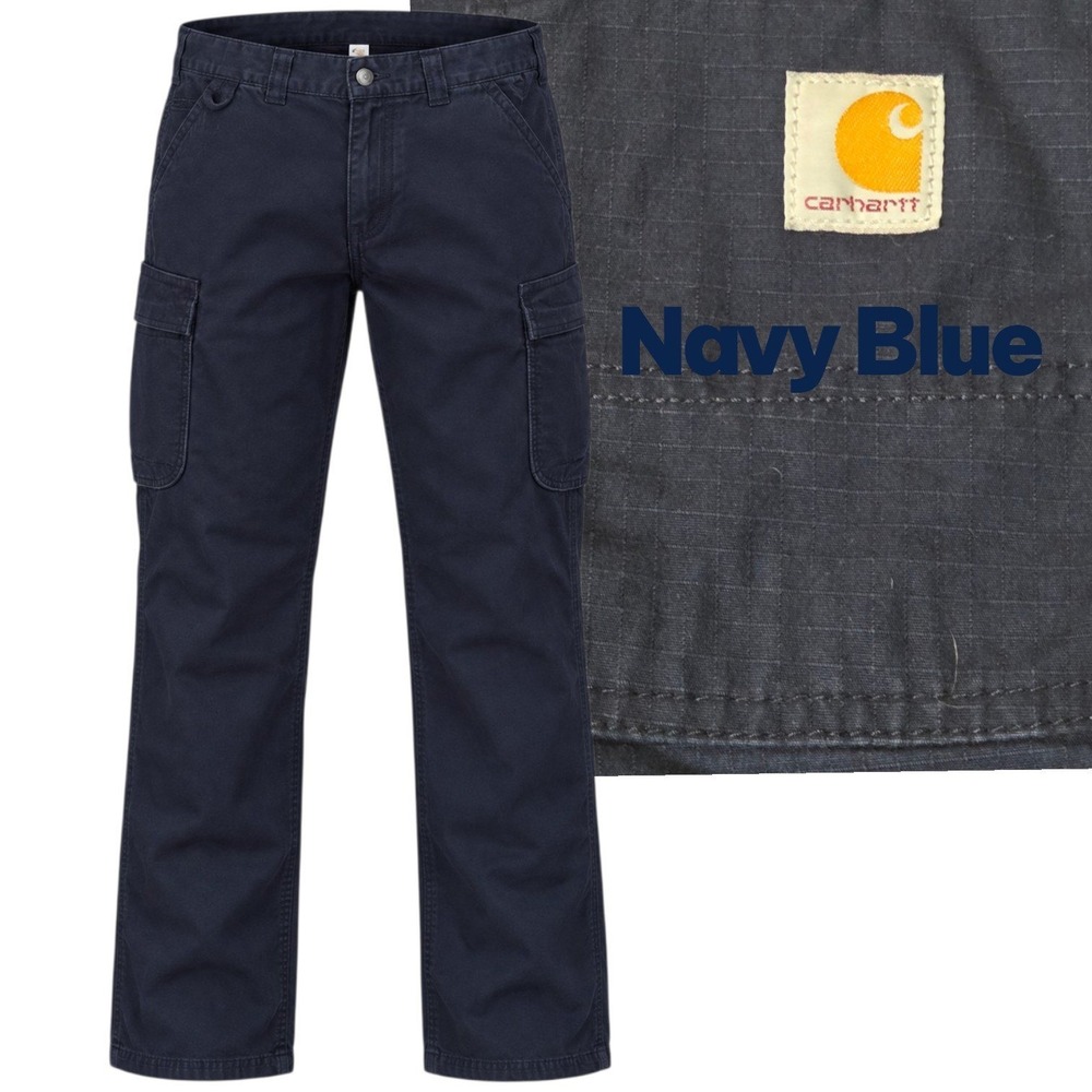 Carhartt Cargo Pants Men 31x32 Navy Blue Loose Fit Ripstop 103903-NVY